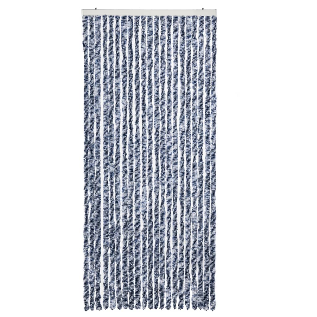 vidaXL Perdea de insecte, albastru, alb, argintiu, 90x220 cm, Chenille