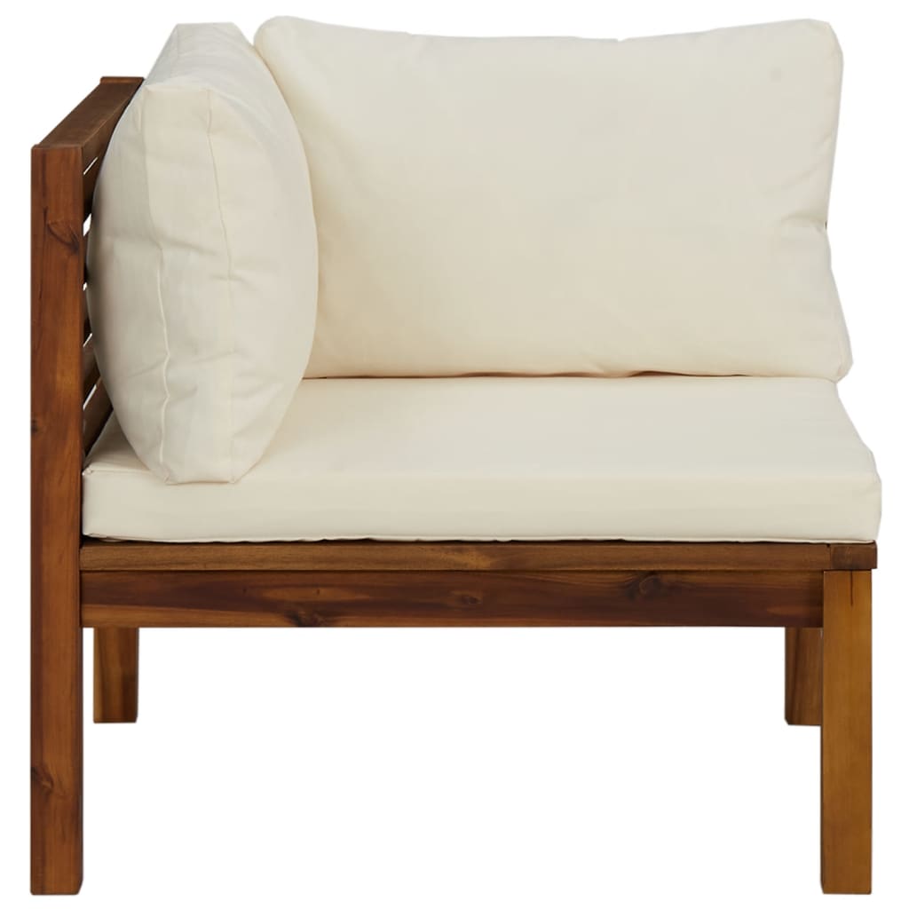 vidaXL Canapele de colț cu perne alb crem, 2 buc., lemn masiv acacia