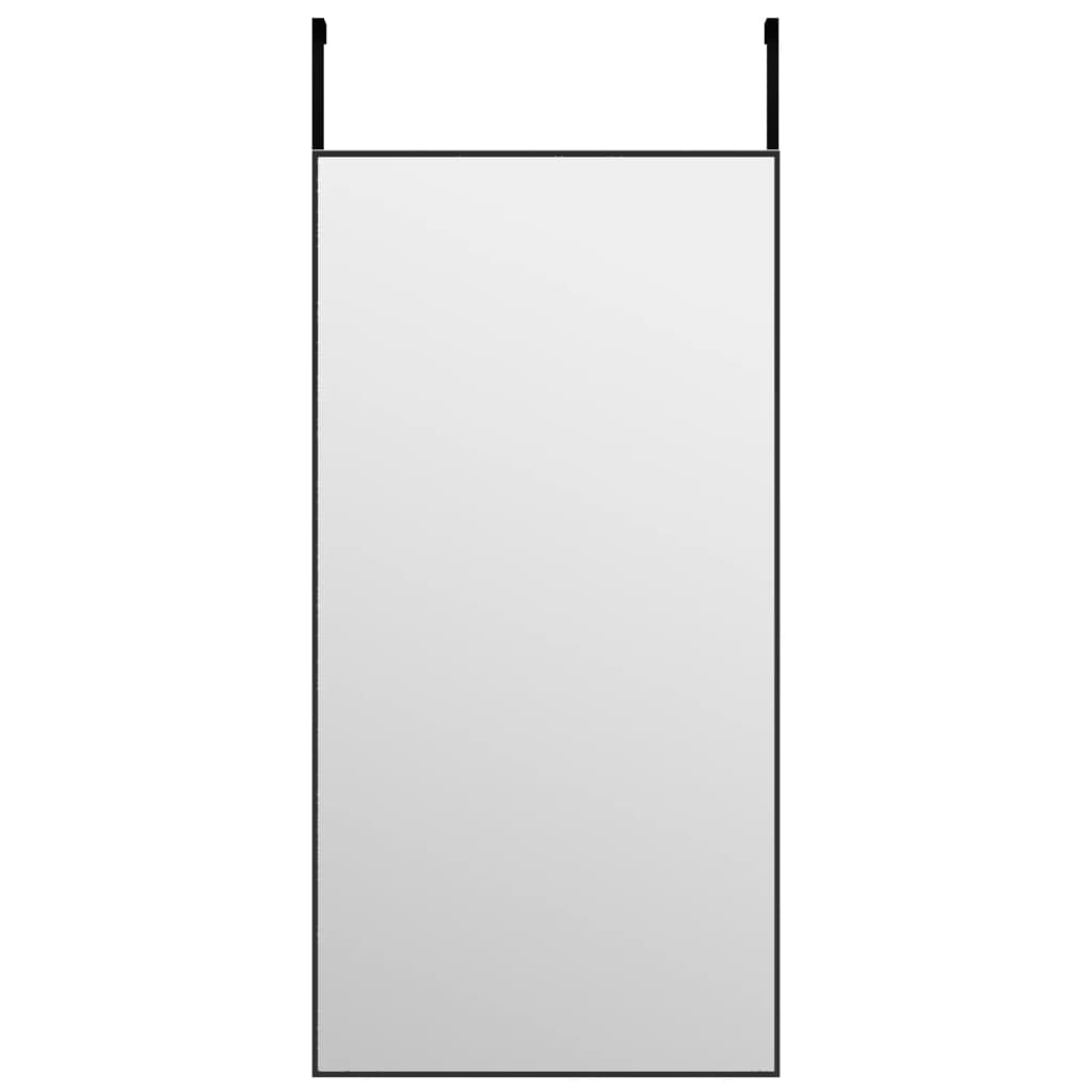 vidaXL Oglindă pentru ușă, negru, 40x80 cm, sticlă și aluminiu