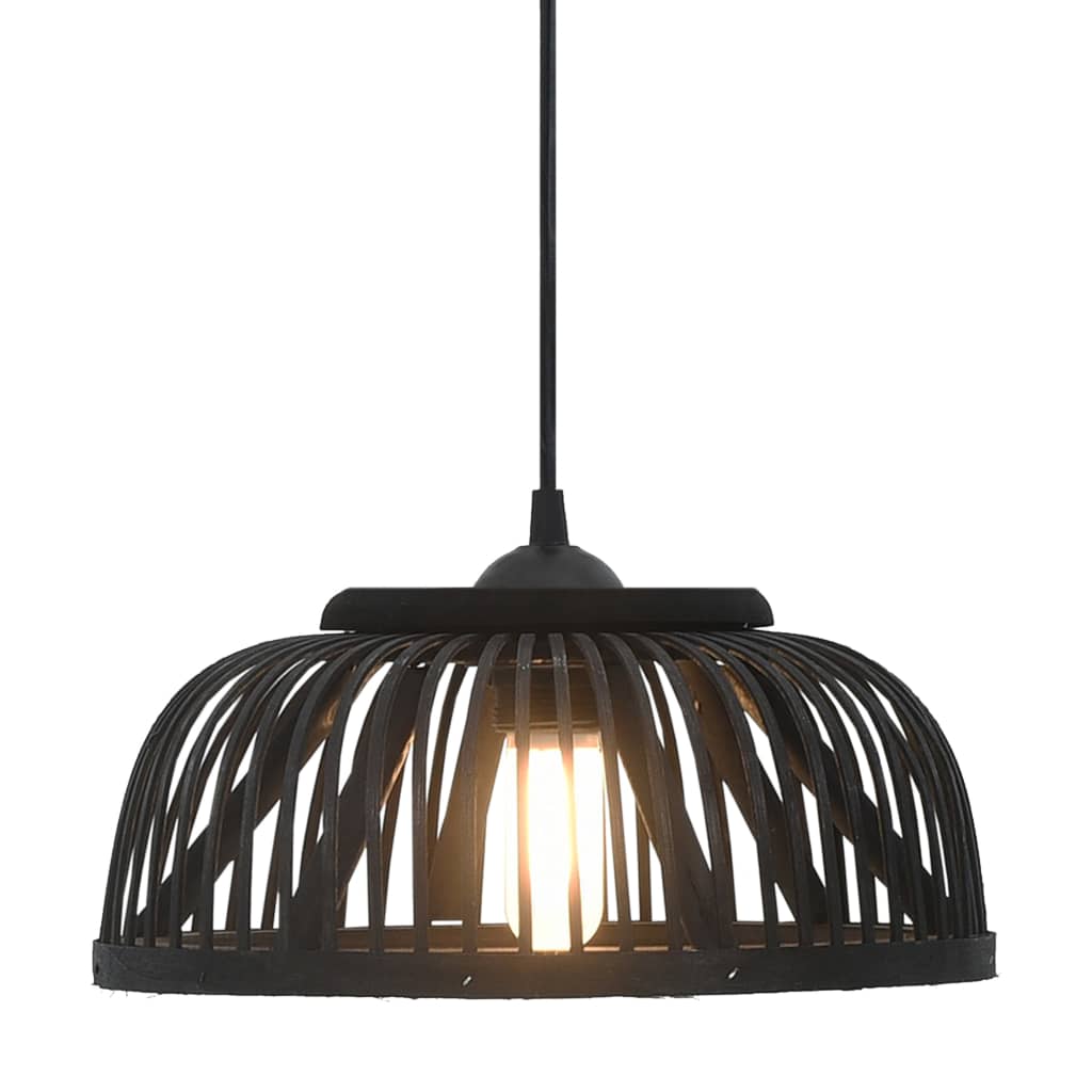 vidaXL Lampă suspendată, negru, 30x12 cm, bambus, 40 W, semicerc, E27