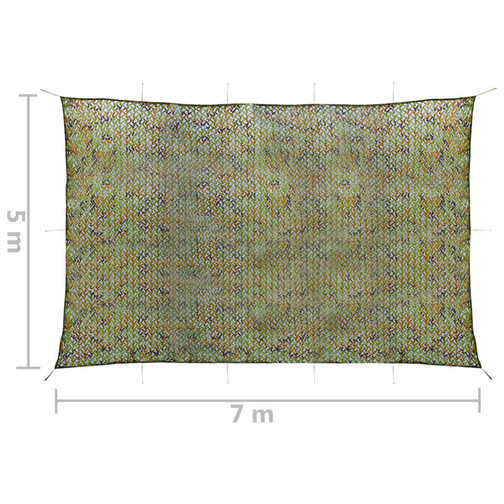 vidaXL Plasă de camuflaj cu geantă de depozitare, verde, 5x7 m