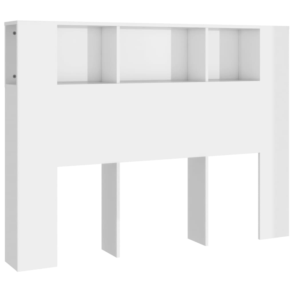 vidaXL Tăblie de pat cu dulap, alb extralucios, 140x18,5x104,5 cm