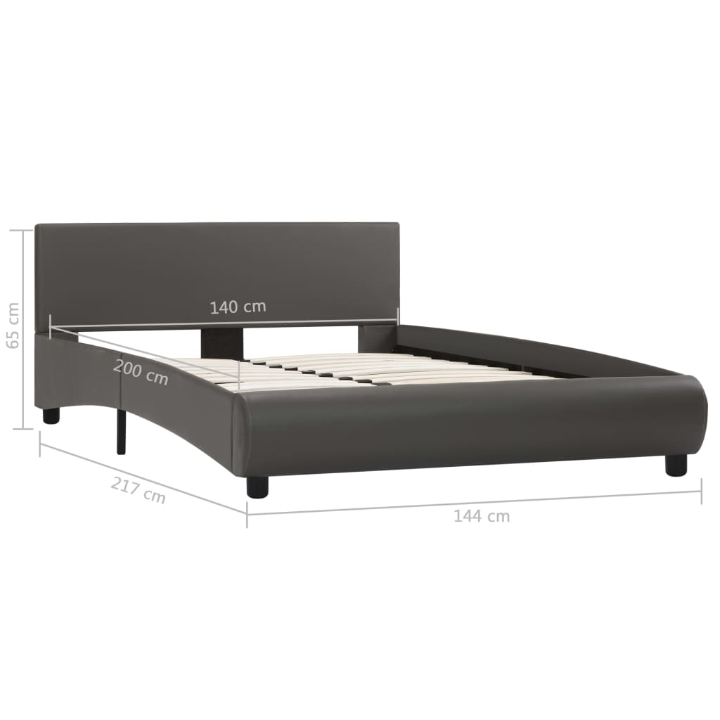 vidaXL Cadru de pat cu LED, gri, 140 x 200 cm, piele ecologică
