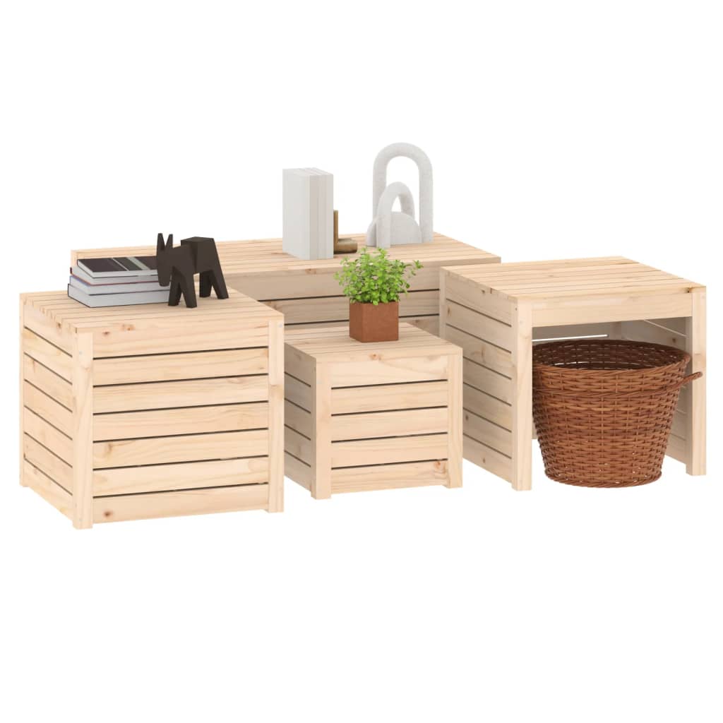 vidaXL Set cutii de grădină, 4 piese, lemn masiv de pin