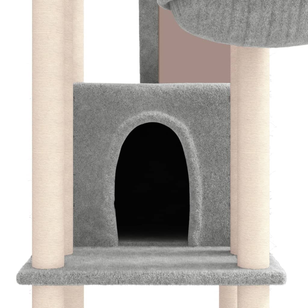 vidaXL Ansamblu de pisici, stâlpi din funie sisal, gri deschis, 201 cm
