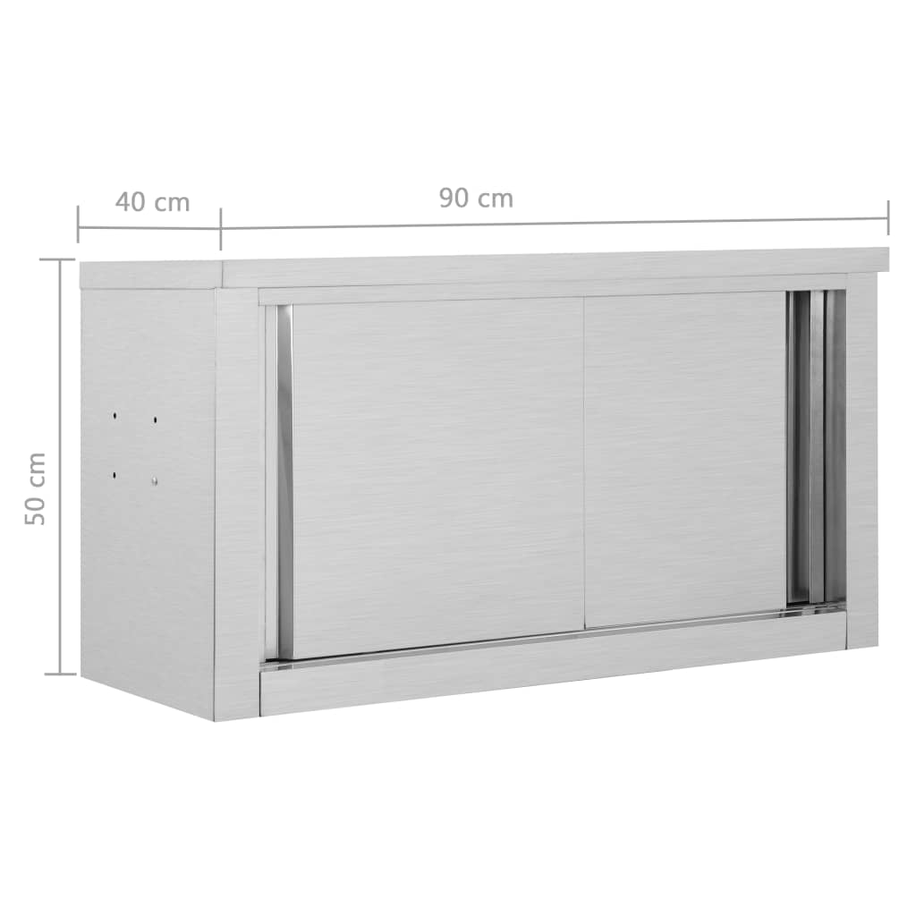 vidaXL Dulap bucătărie cu uși glisante, 90x40x50 cm, oțel inoxidabil