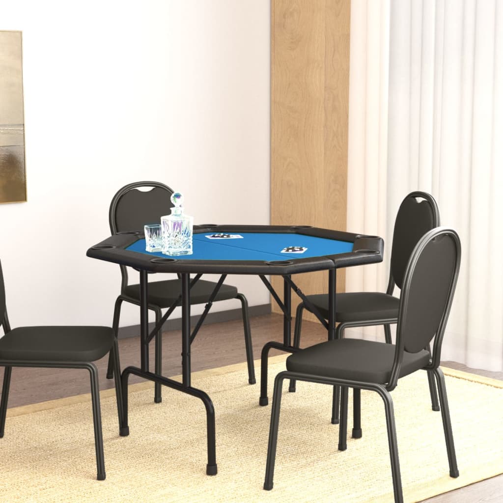 vidaXL Masă de poker pliabilă, 8 jucători, albastru, 108x108x75 cm
