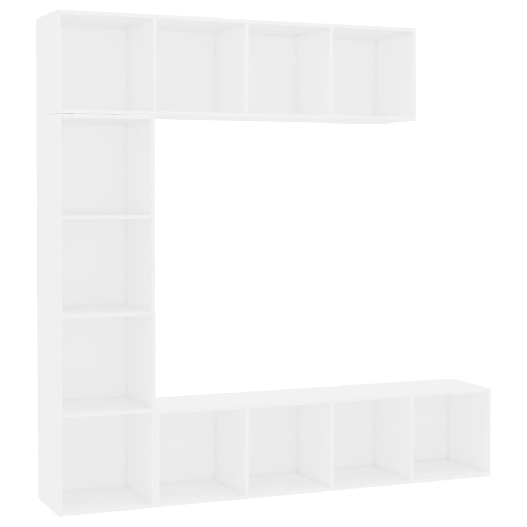 vidaXL Set bibliotecă/dulap TV, 3 piese, alb, 180 x 30 x 180 cm