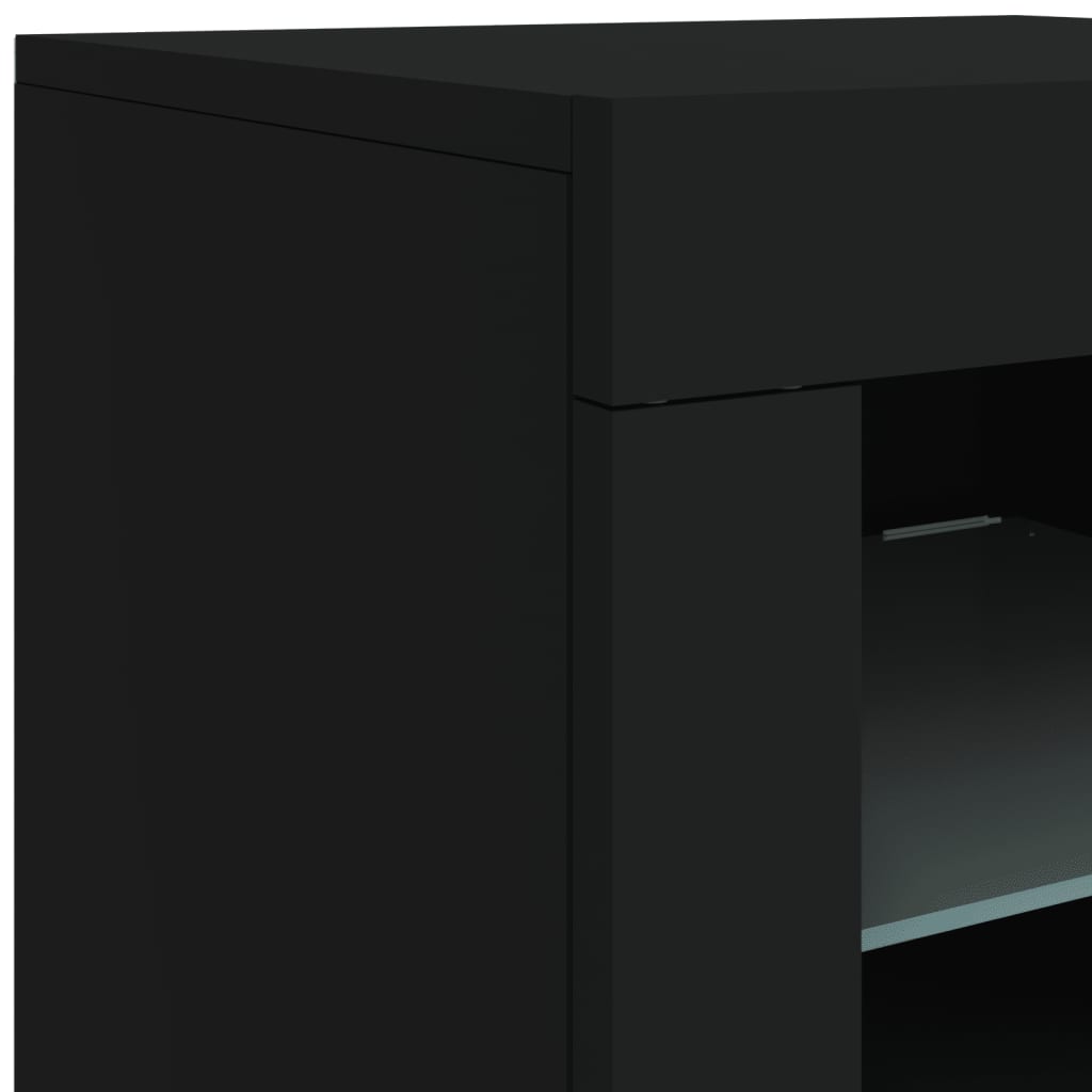 vidaXL Servantă cu lumini LED, negru, 181,5x37x67 cm