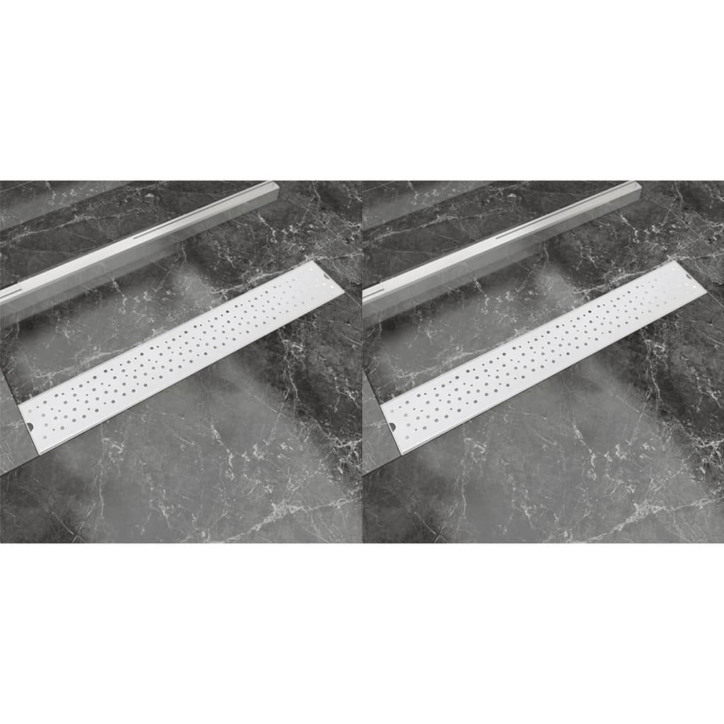 vidaXL Rigolă duș liniară, 2 buc., 730x140 mm, oțel inoxidabil, bule