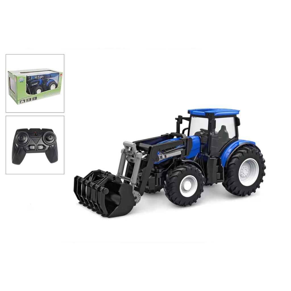 Kids Globe Tractor de jucărie RC, 2,4 GHz, albastru și negru, 27 cm