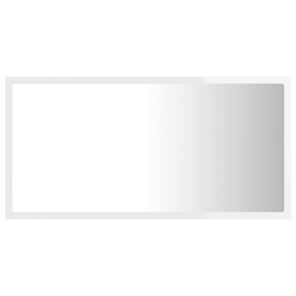 vidaXL Oglindă de baie cu LED, alb extralucios, 80x8,5x37 cm, acril