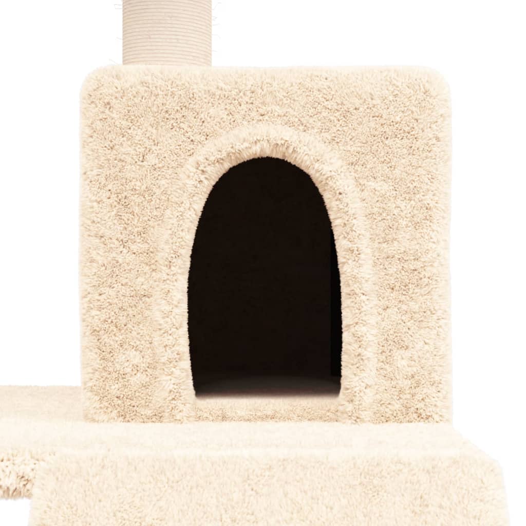 vidaXL Ansamblu de pisici cu stâlpi din funie de sisal, crem, 82 cm