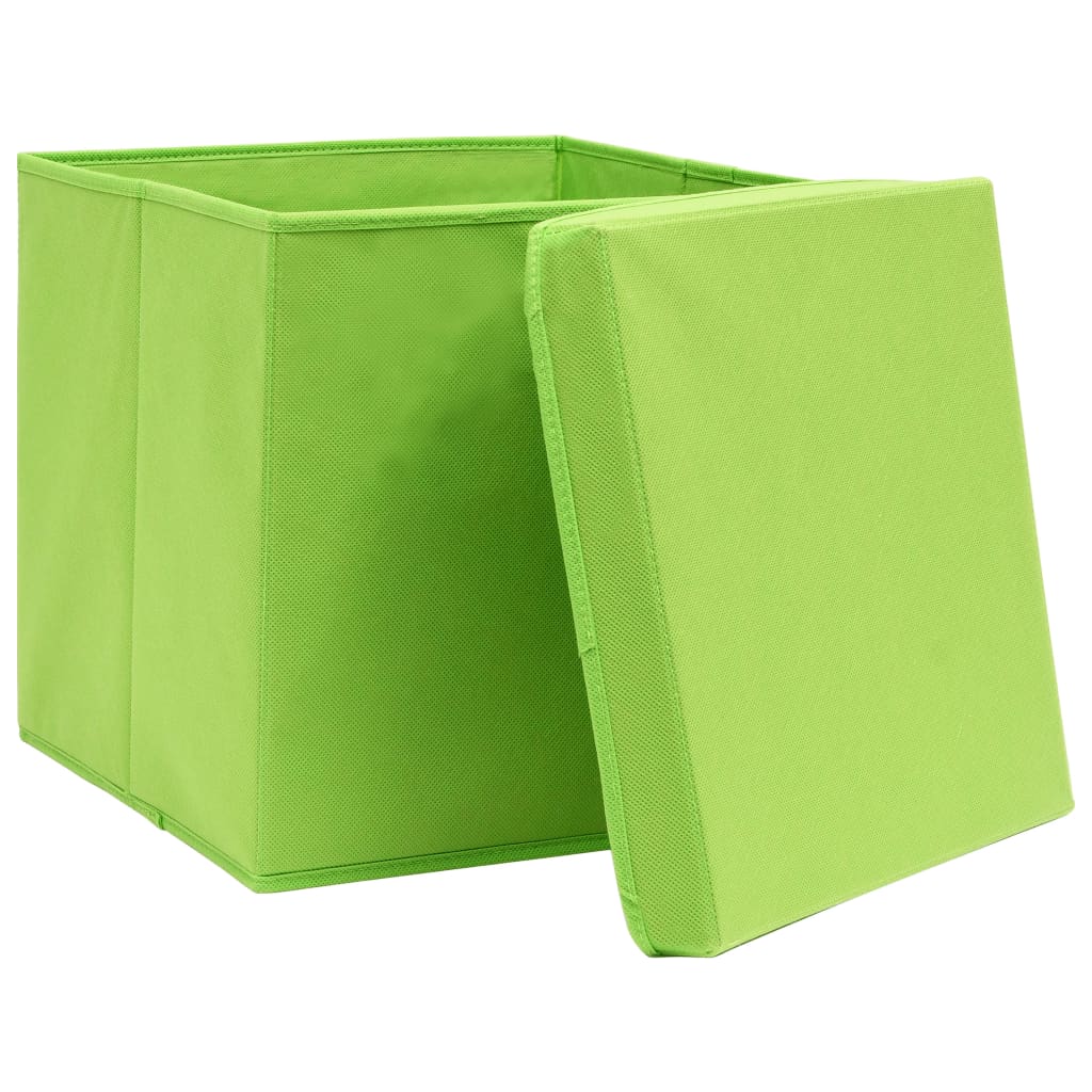 vidaXL Cutii depozitare cu capac, 4 buc., verde, 28x28x28 cm