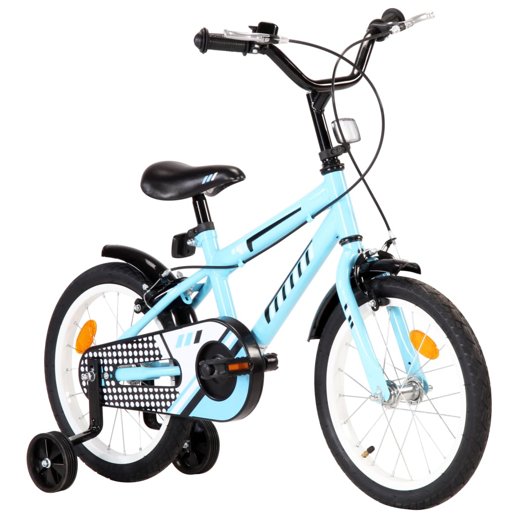 vidaXL Bicicletă pentru copii, negru și albastru, 16 inci