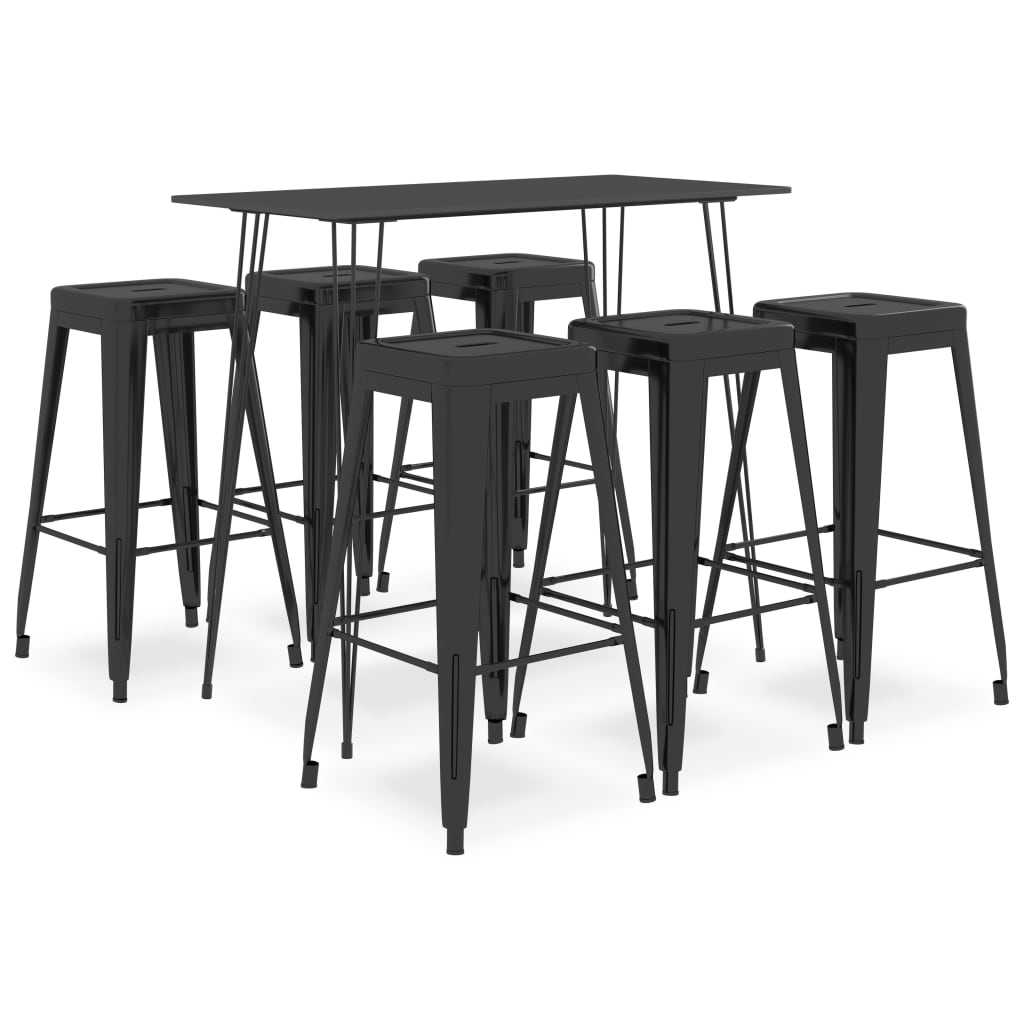 vidaXL Set mobilier de bar, 7 piese, negru