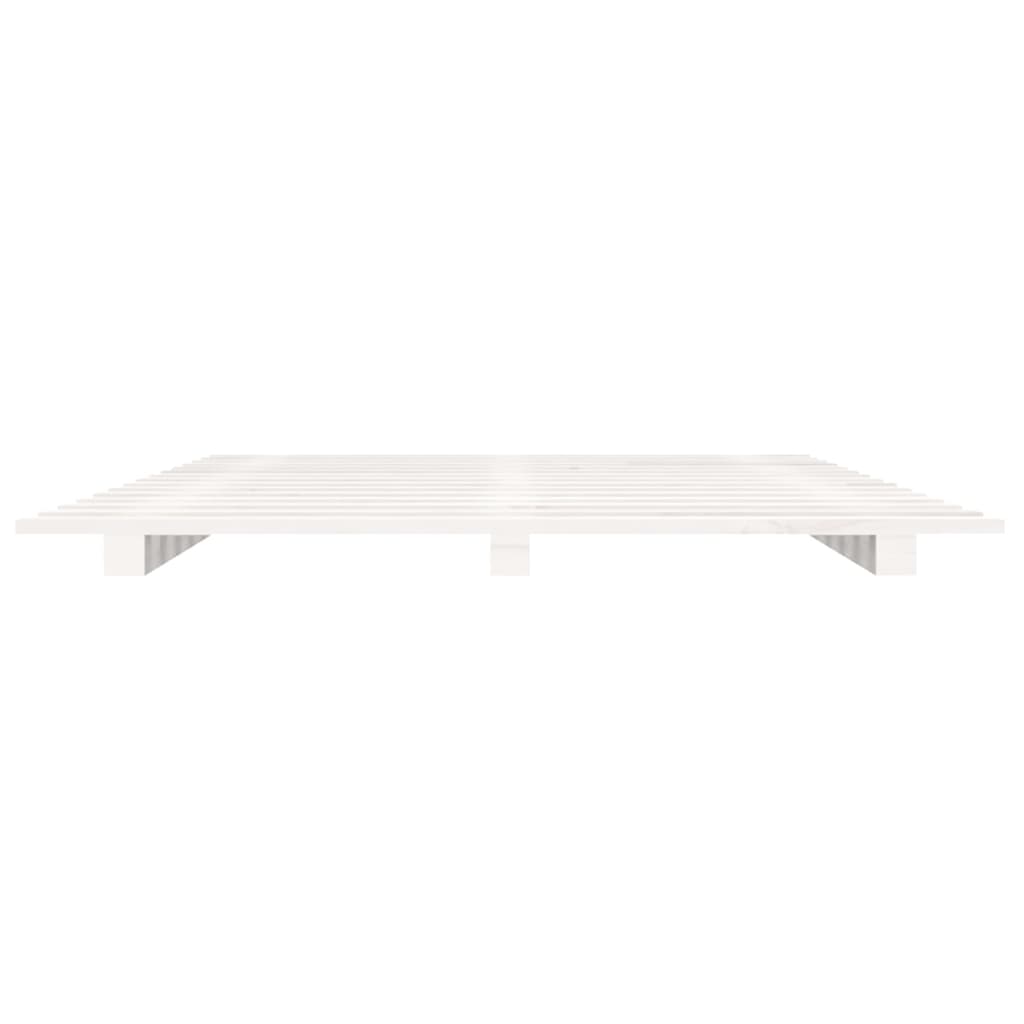 vidaXL Cadru de pat, alb, 135x190 cm, lemn masiv de pin