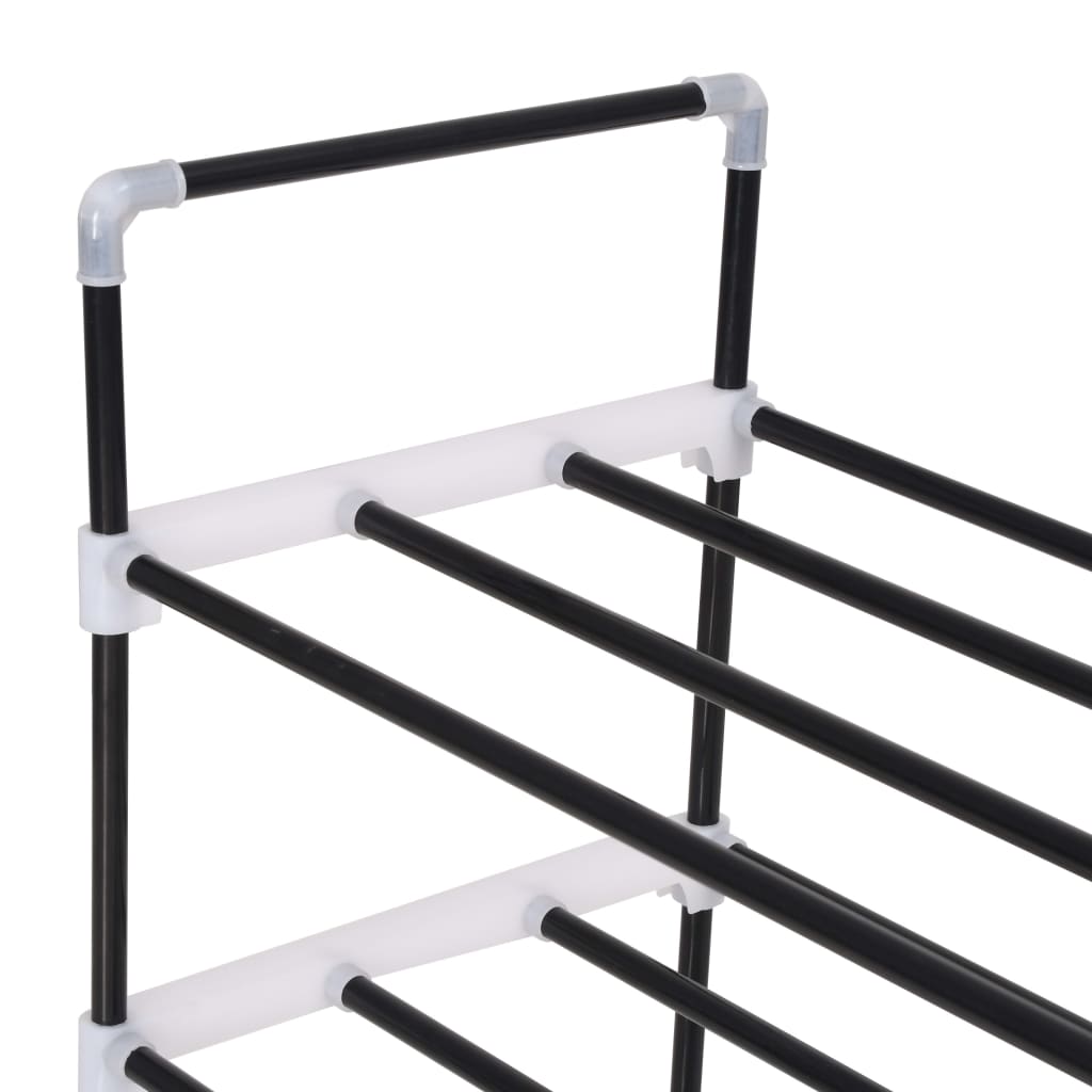 vidaXL Raft încălțăminte cu 4 etajere din metal și plastic, Negru