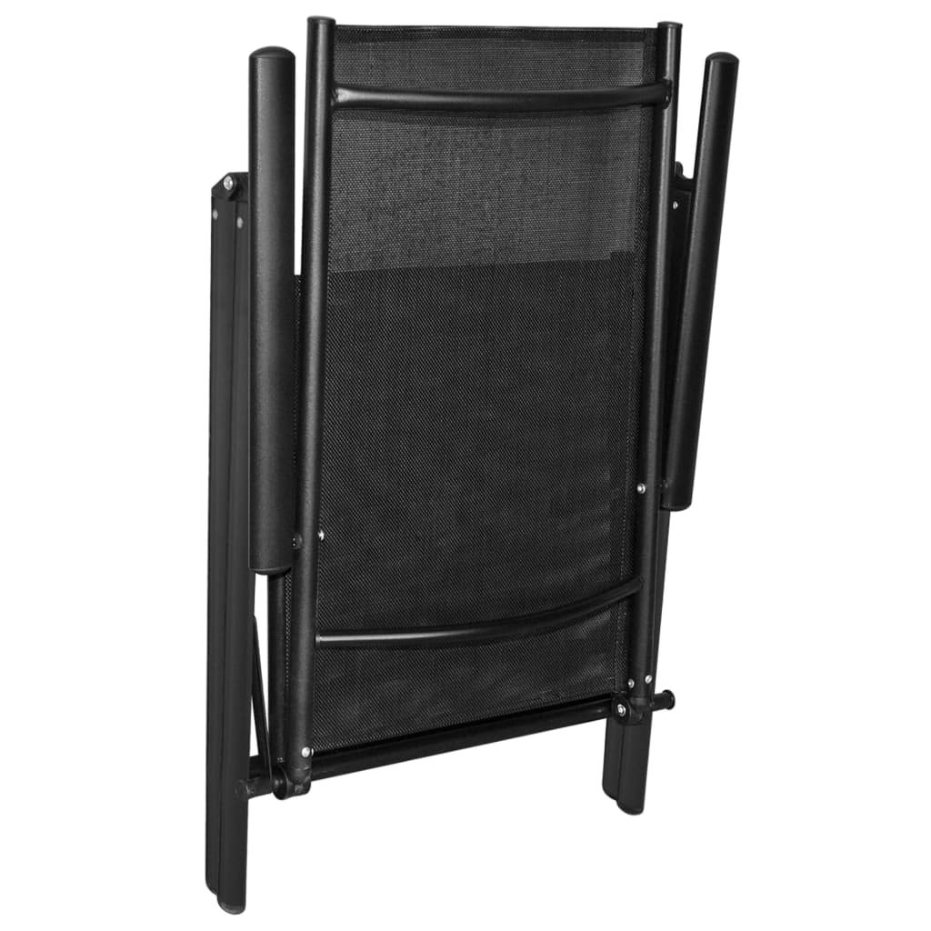 vidaXL Set mobilier exterior, scaune pliante, 5 piese, negru, aluminiu