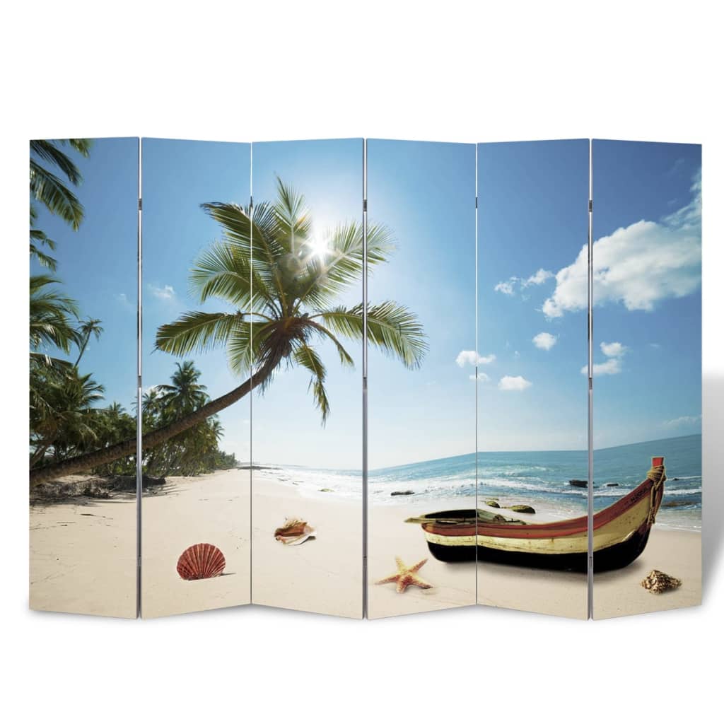 vidaXL Paravan de cameră pliabil, 217 x 170 cm, plajă