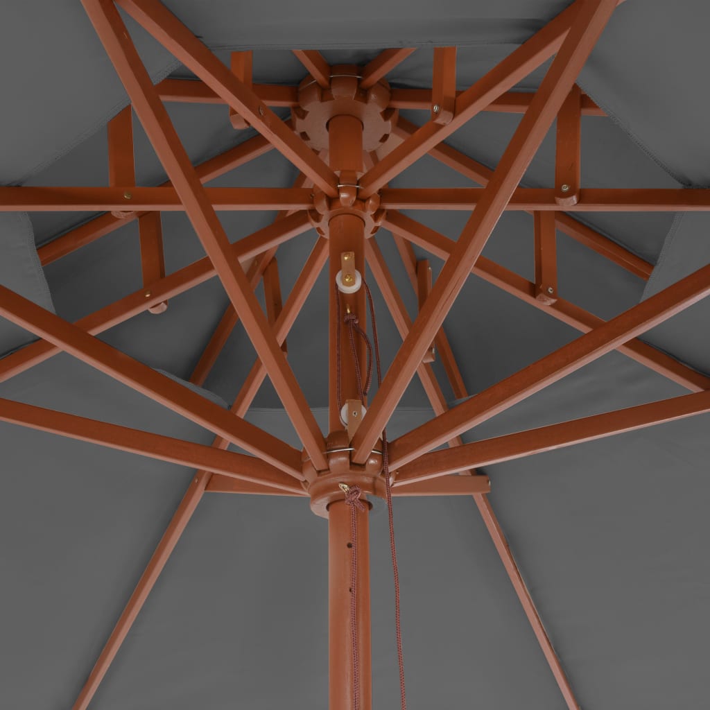 vidaXL Umbrelă de soare dublă, stâlp din lemn, 270 cm, antracit