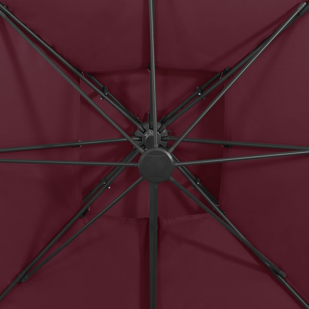 vidaXL Umbrelă suspendată cu înveliș dublu, roșu bordo, 300x300 cm