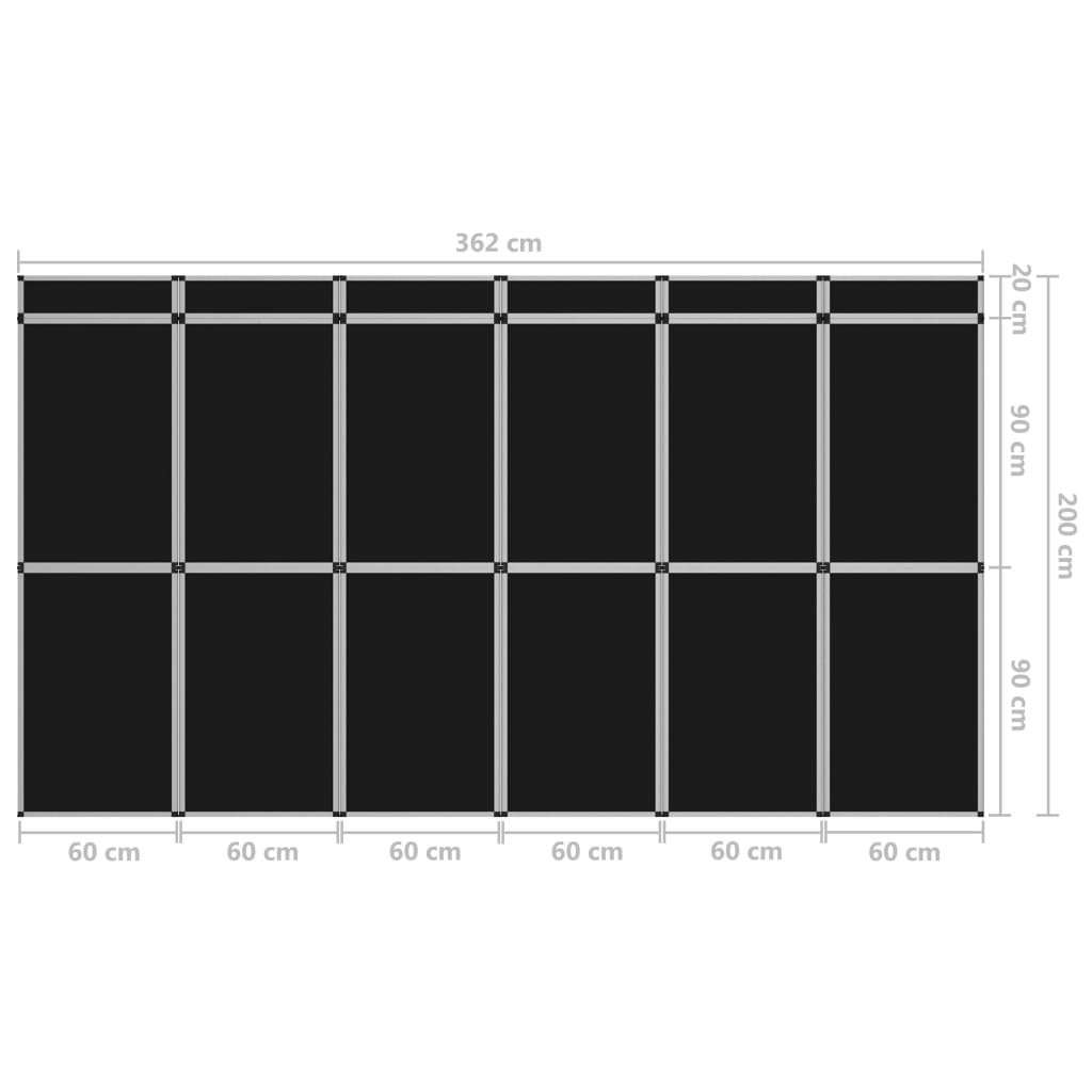 vidaXL Perete de afișaj pliabil cu 18 panouri, negru, 362 x 200 cm