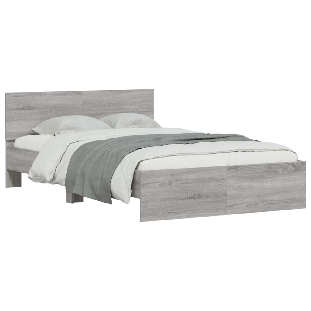 vidaXL Cadru de pat cu tăblie, gri sonoma, 120x190 cm