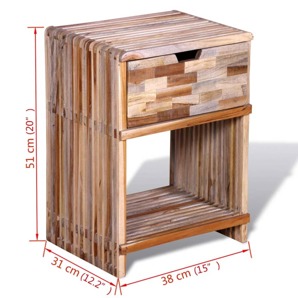 vidaXL Noptieră cu sertar, lemn de tec reciclat