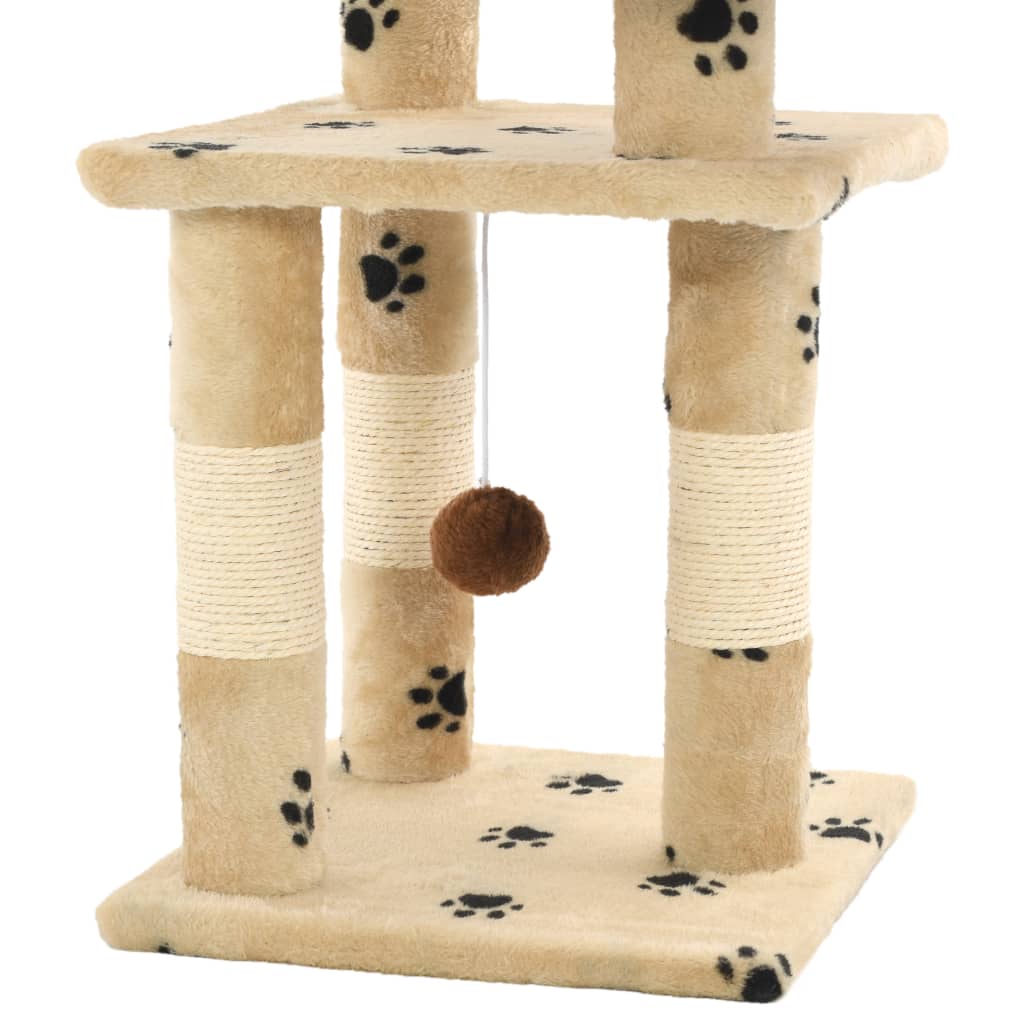 vidaXL Ansamblu pisici cu funie sisal, 65 cm, imprimeu lăbuțe, bej
