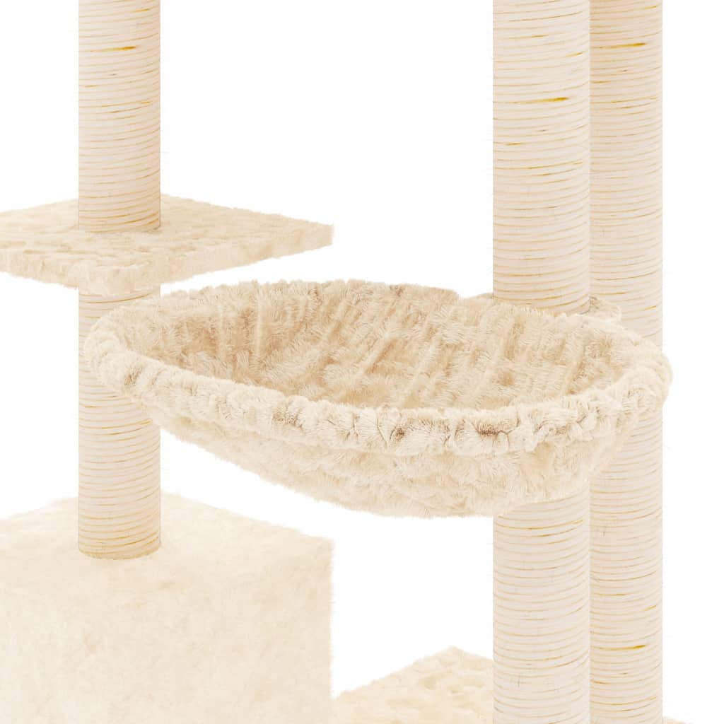 vidaXL Ansamblu de pisici cu stâlpi din funie de sisal, crem, 142 cm