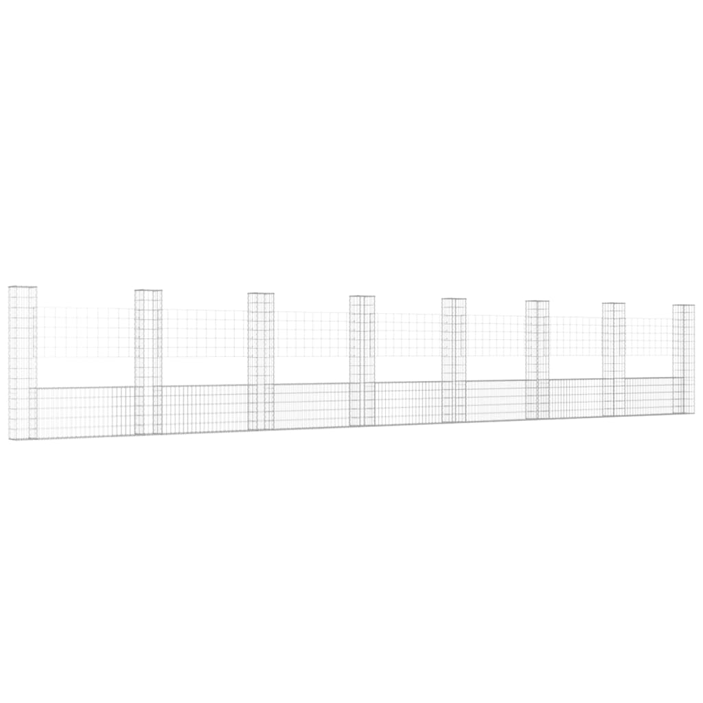vidaXL Coș gabion în formă de U cu 8 stâlpi, 860x20x150 cm, fier