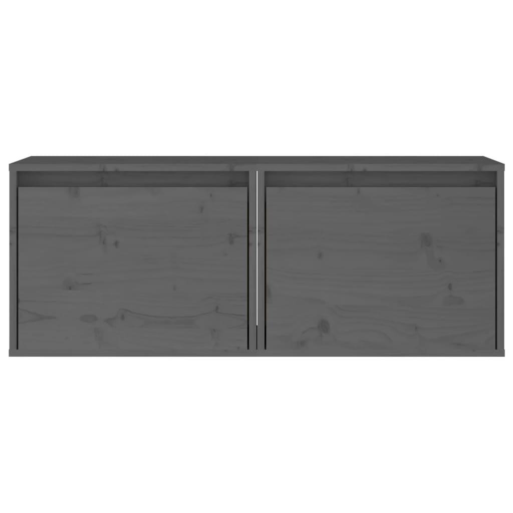 vidaXL Dulapuri de perete, 2 buc., gri, 45x30x35 cm, lemn masiv de pin