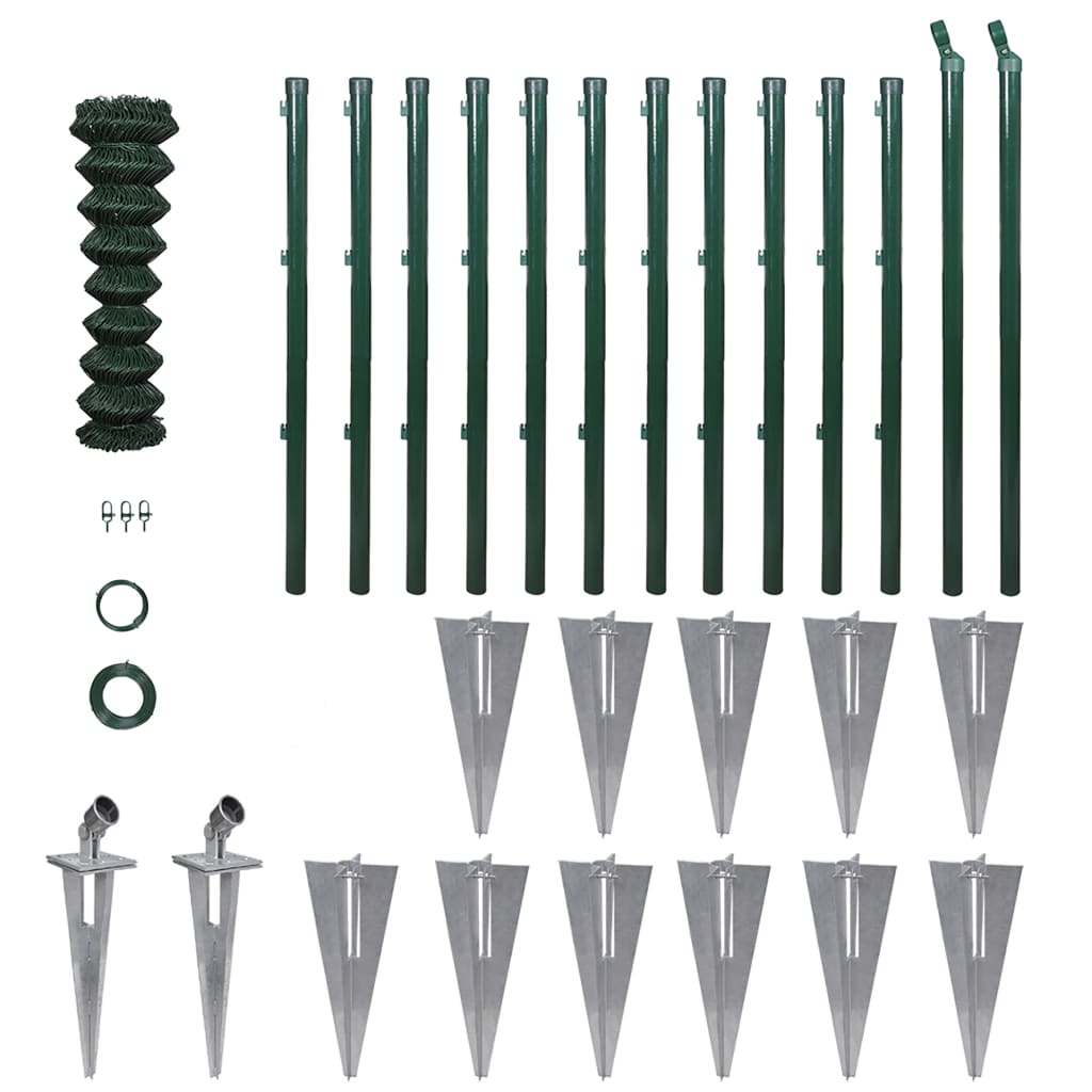 vidaXL Gard de legătură din plasă cu stâlpi/țăruși, 0,8 x 25 m, oțel