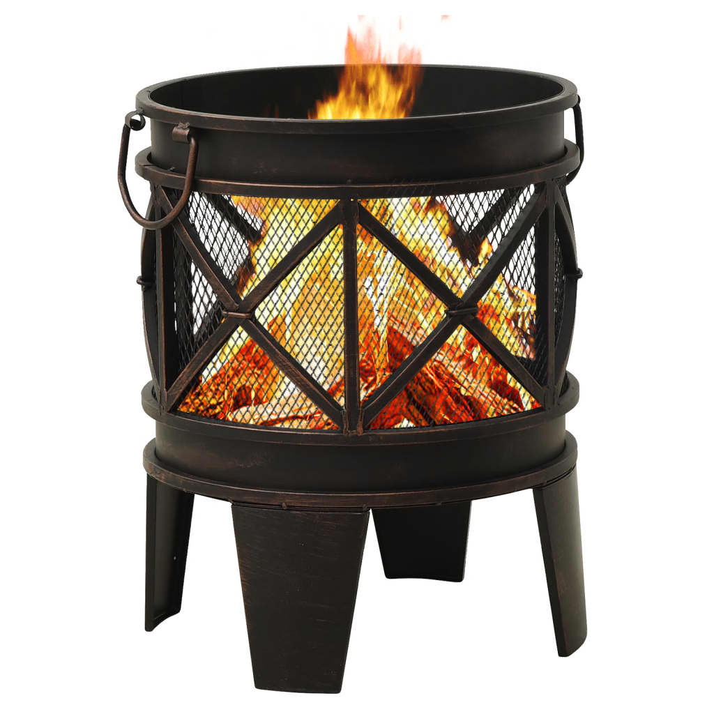 vidaXL Vatră de foc rustică, cu vătrai, Φ42x54 cm, oțel