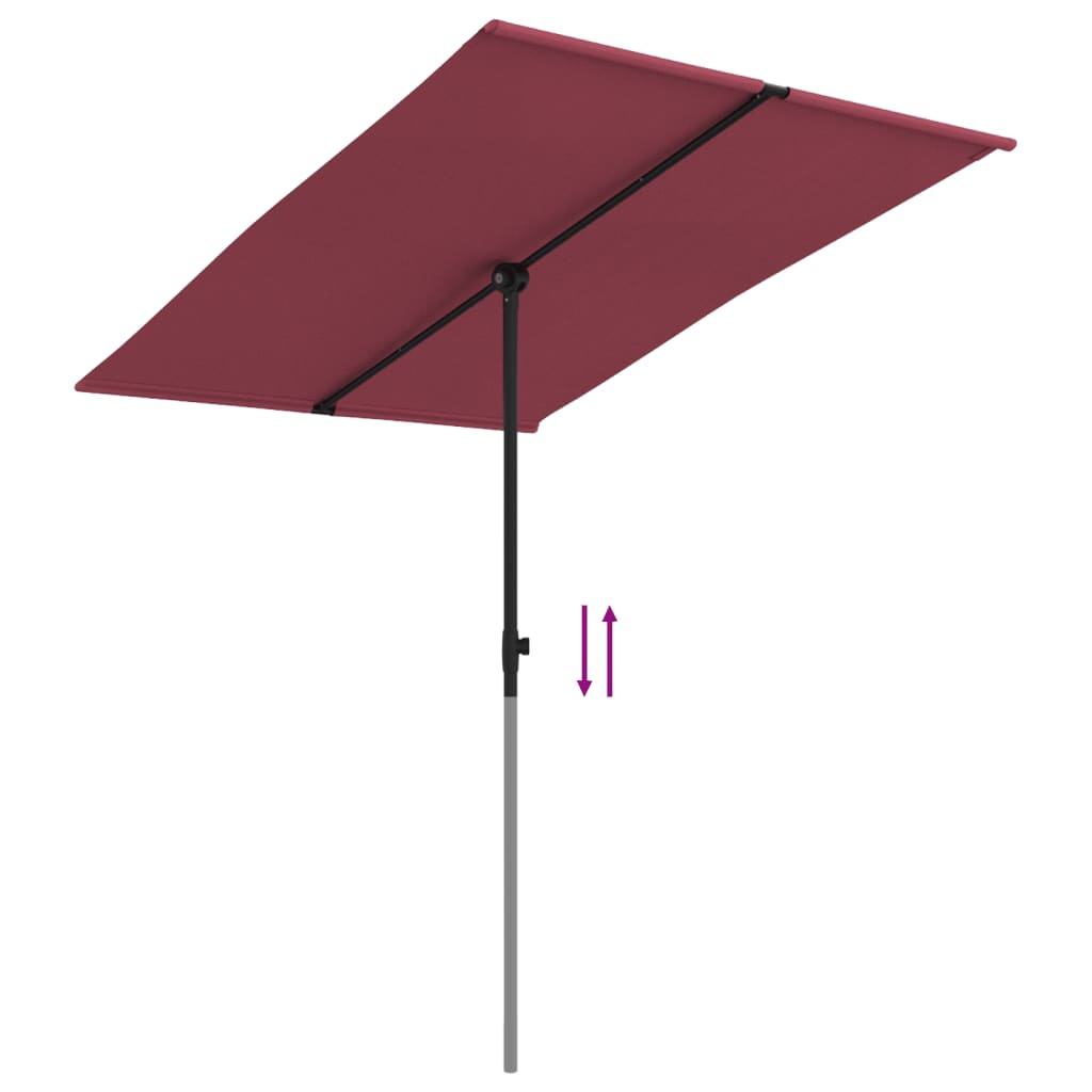 vidaXL Umbrelă de soare de exterior, stâlp aluminiu, bordo, 2 x 1,5 cm