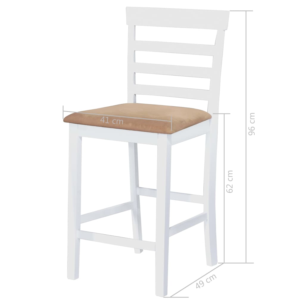 vidaXL Set masă și scaune de bar, 3 piese, lemn masiv, maro și alb
