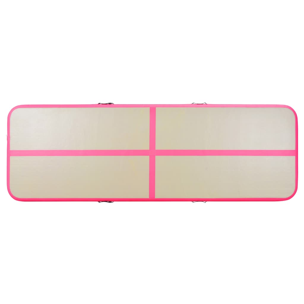 vidaXL Saltea gimnastică gonflabilă cu pompă roz 400x100x10cm PVC