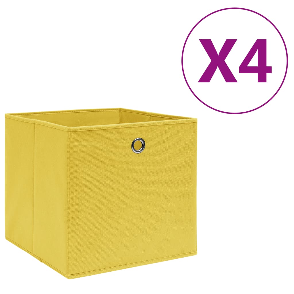 vidaXL Cutii depozitare, 4 buc., galben, 28x28x28 cm, textil nețesut
