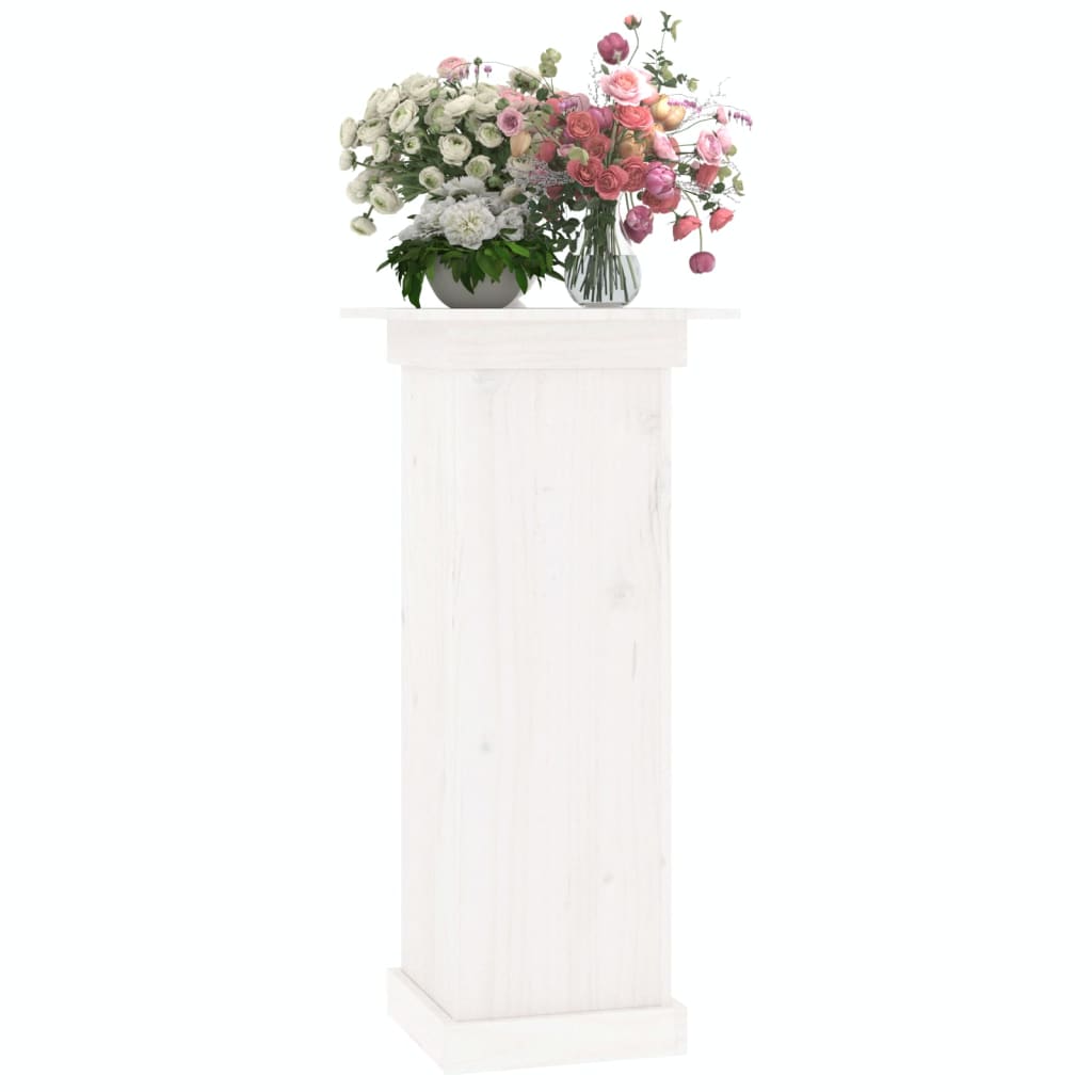 vidaXL Suport pentru flori, alb, 40x40x90 cm, lemn masiv de pin