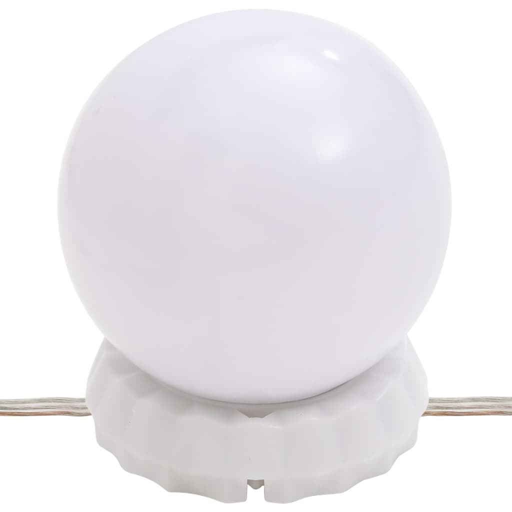 vidaXL Măsuță de toaletă cu LED, alb, 95x50x133,5 cm, lemn masiv pin