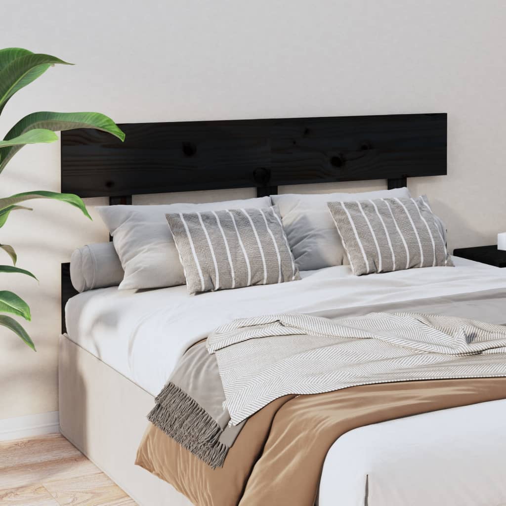 vidaXL Tăblie de pat, negru, 144x3x81 cm, lemn masiv de pin