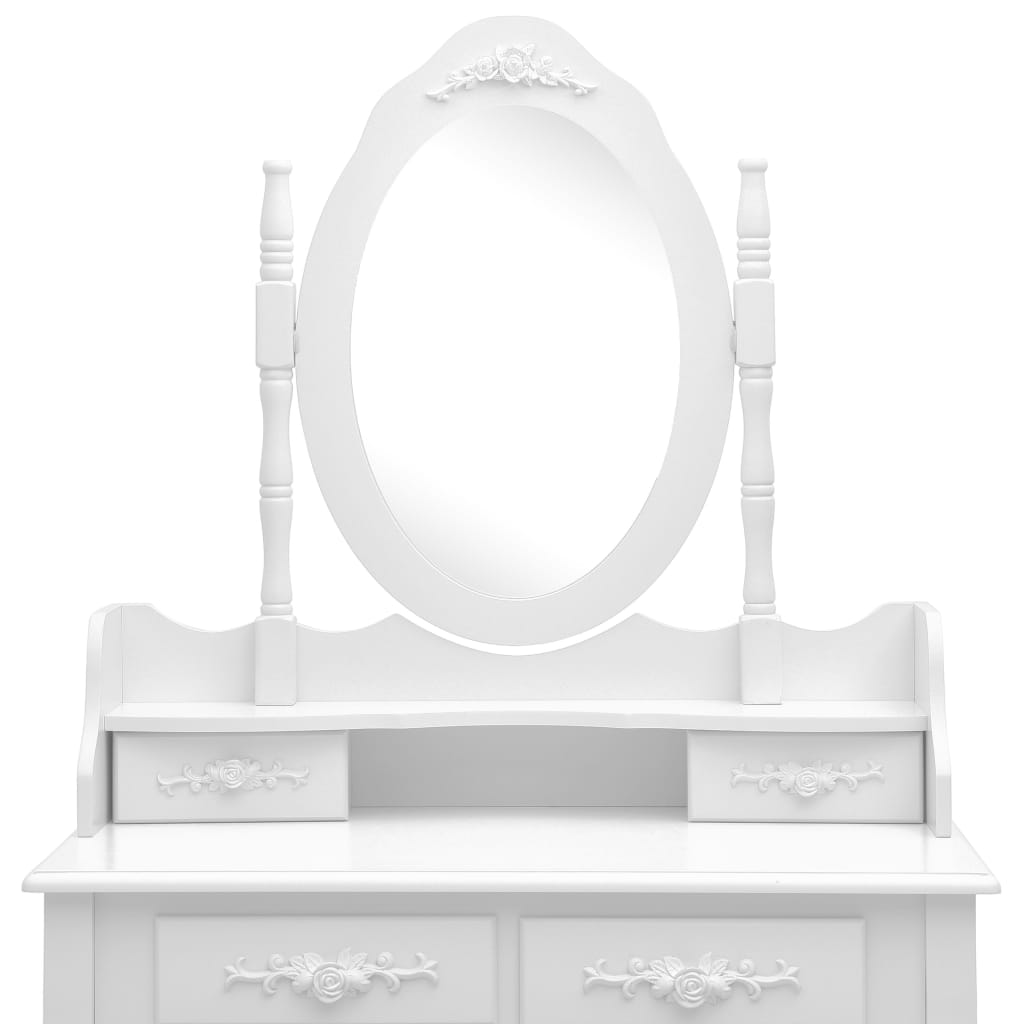 vidaXL Set masă de toaletă cu taburet alb 75x69x140 cm lemn paulownia