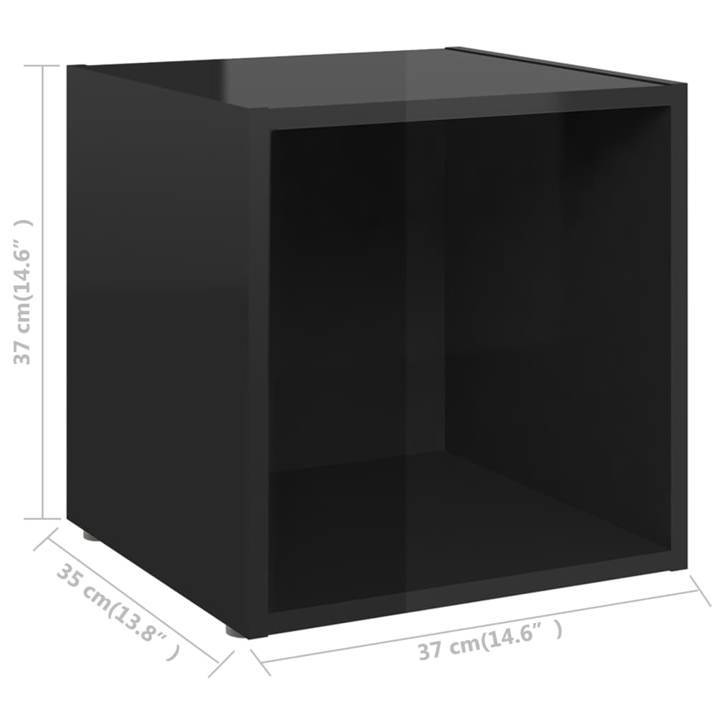 vidaXL Comode TV, 4 buc., negru extralucios, 37x35x37 cm, PAL