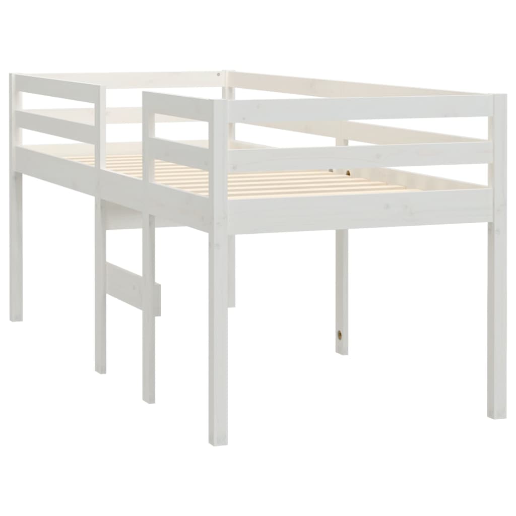 vidaXL Pat înalt de dormitor, alb, 90x200 cm, lemn masiv de pin
