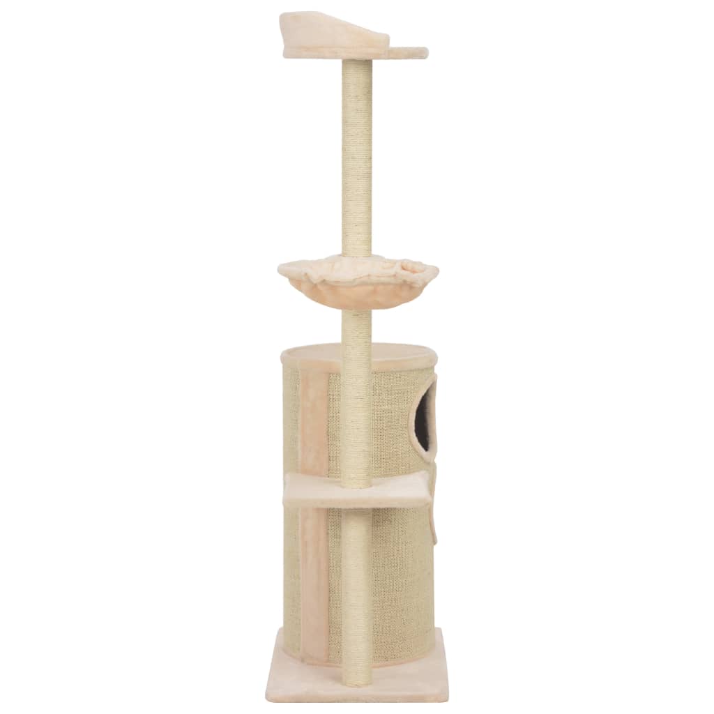 vidaXL Ansamblu pentru pisici cu stâlpi funie de sisal, bej, 148 cm