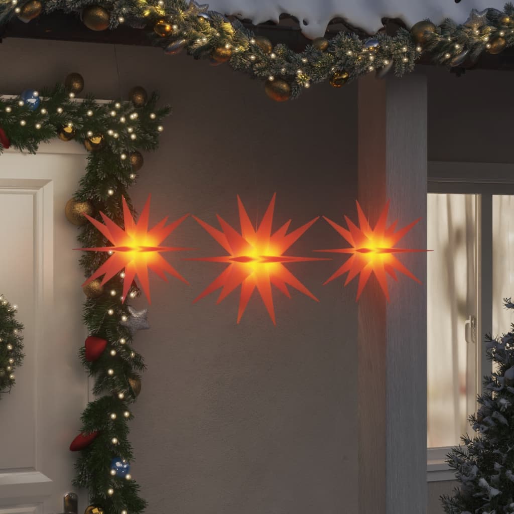 vidaXL Lumini de Crăciun cu LED-uri, 3 buc., roșu, pliabil