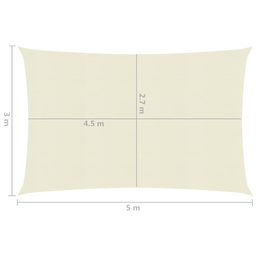 vidaXL Pânză parasolar, crem, 3 x 5 m, 160 g/m² , HDPE