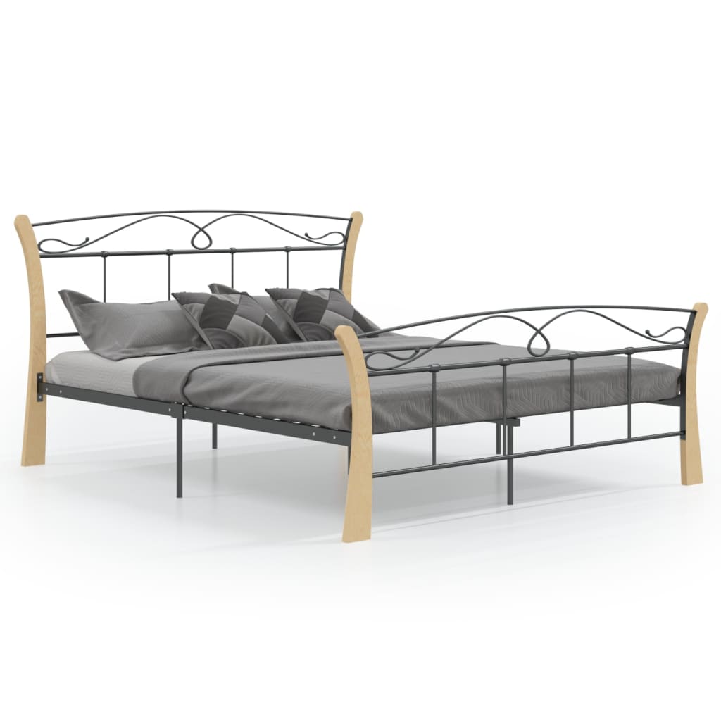 vidaXL Cadru de pat, negru, 140 x 200 cm, metal