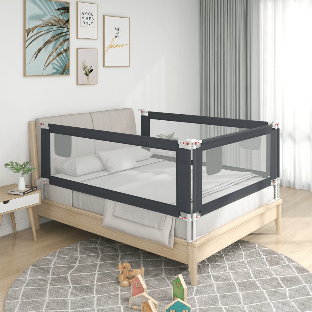vidaXL Balustradă de protecție pat copii, gri închis, 180x25 cm textil